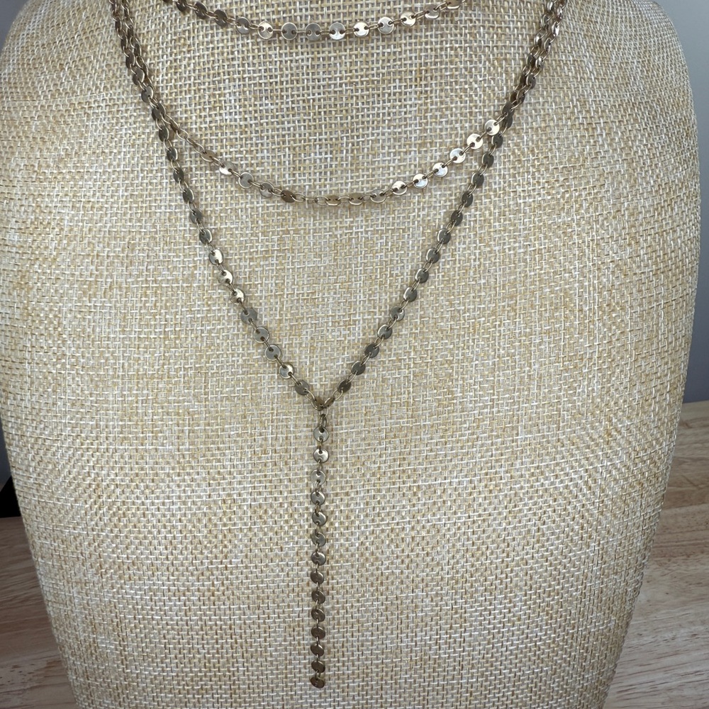 J. Crew Gold Necklace Layered Y-Shape Design - Picture 5 of 7